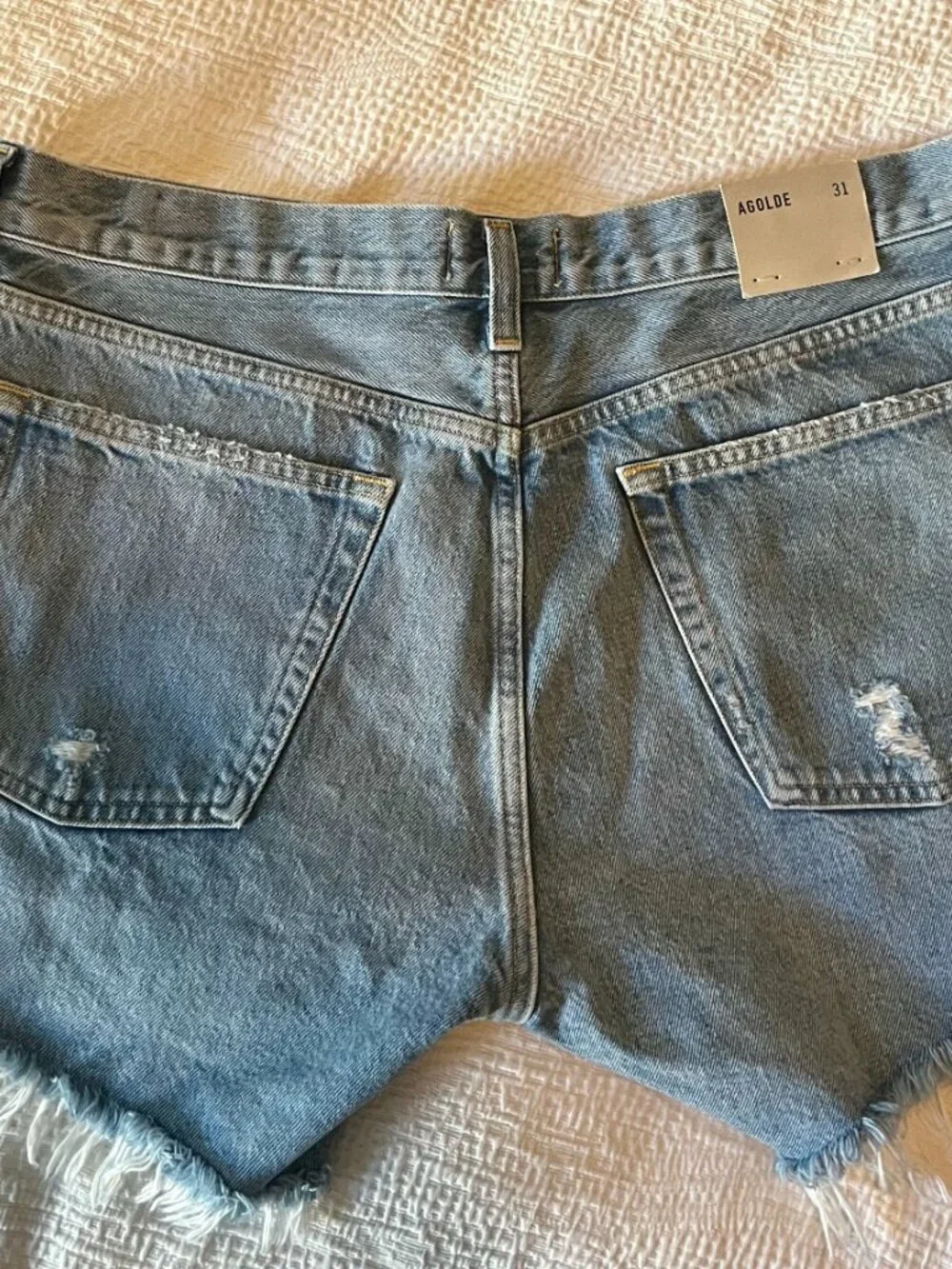 NWT AGOLDE Parker Long Shorts 31 SwapMeet High Rise Distressed Denim